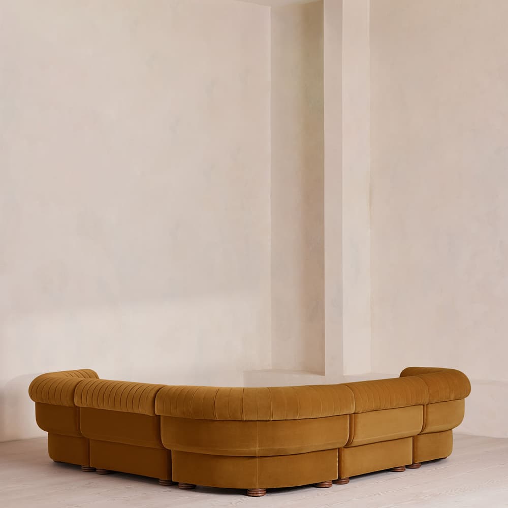 Rava Sectional Sofa - Corner Sofa - Velvet - Mustard - US - Images - Image 3
