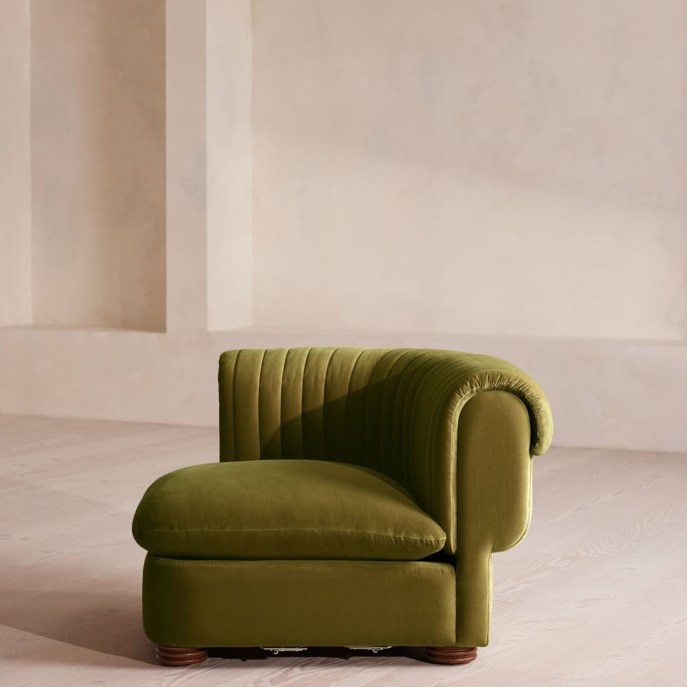 Rava Modular Sofa - Left Arm Module - Velvet - Olive - Image 3