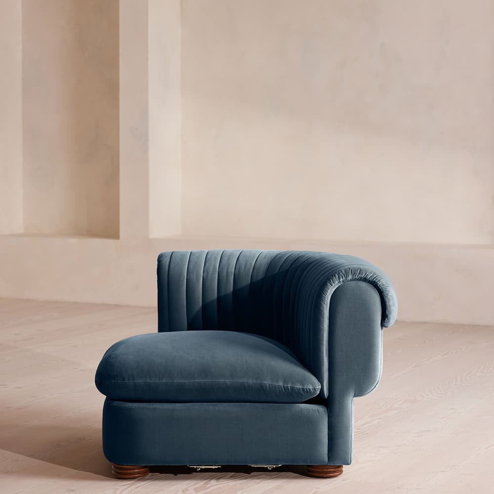 Rava Modular Sofa - Corner Module - Velvet - Grey Blue - Image 3