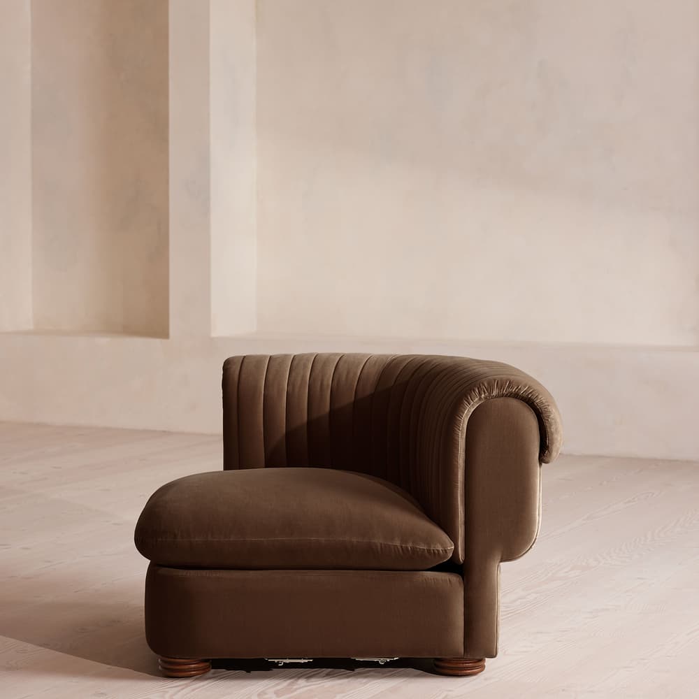 Rava Modular Sofa - Left Arm Module - Velvet - Chocolate - Image 3