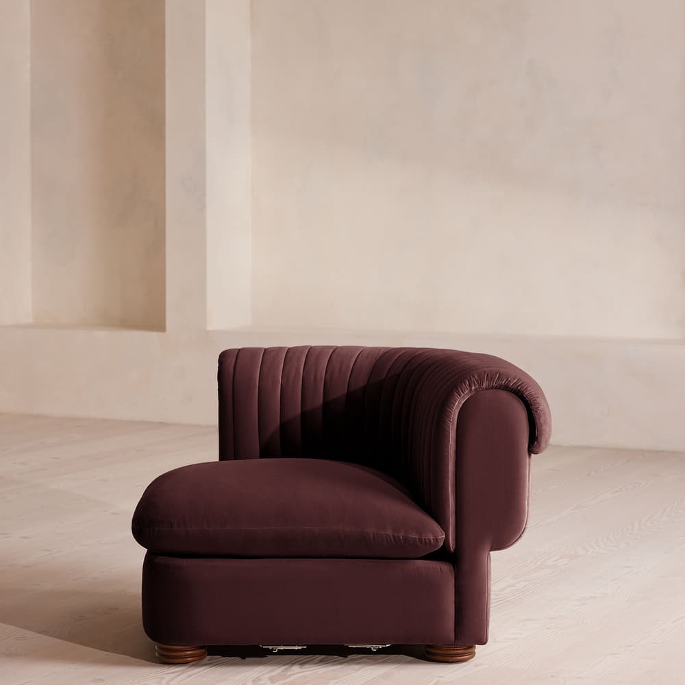 Rava Sectional Sofa - Left Arm Module - Velvet - Aubergine - US - Image 3