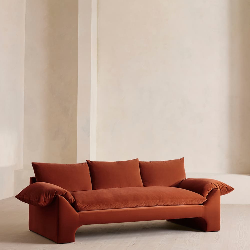 Wyatt Three Seater Sofa - Velvet - Rust - Listing - Image 3