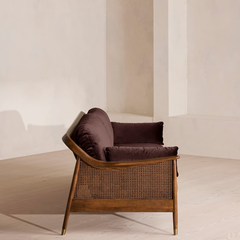 Atlanta Four Seater Sofa - Velvet - Aubergine - US - Images - Image 3