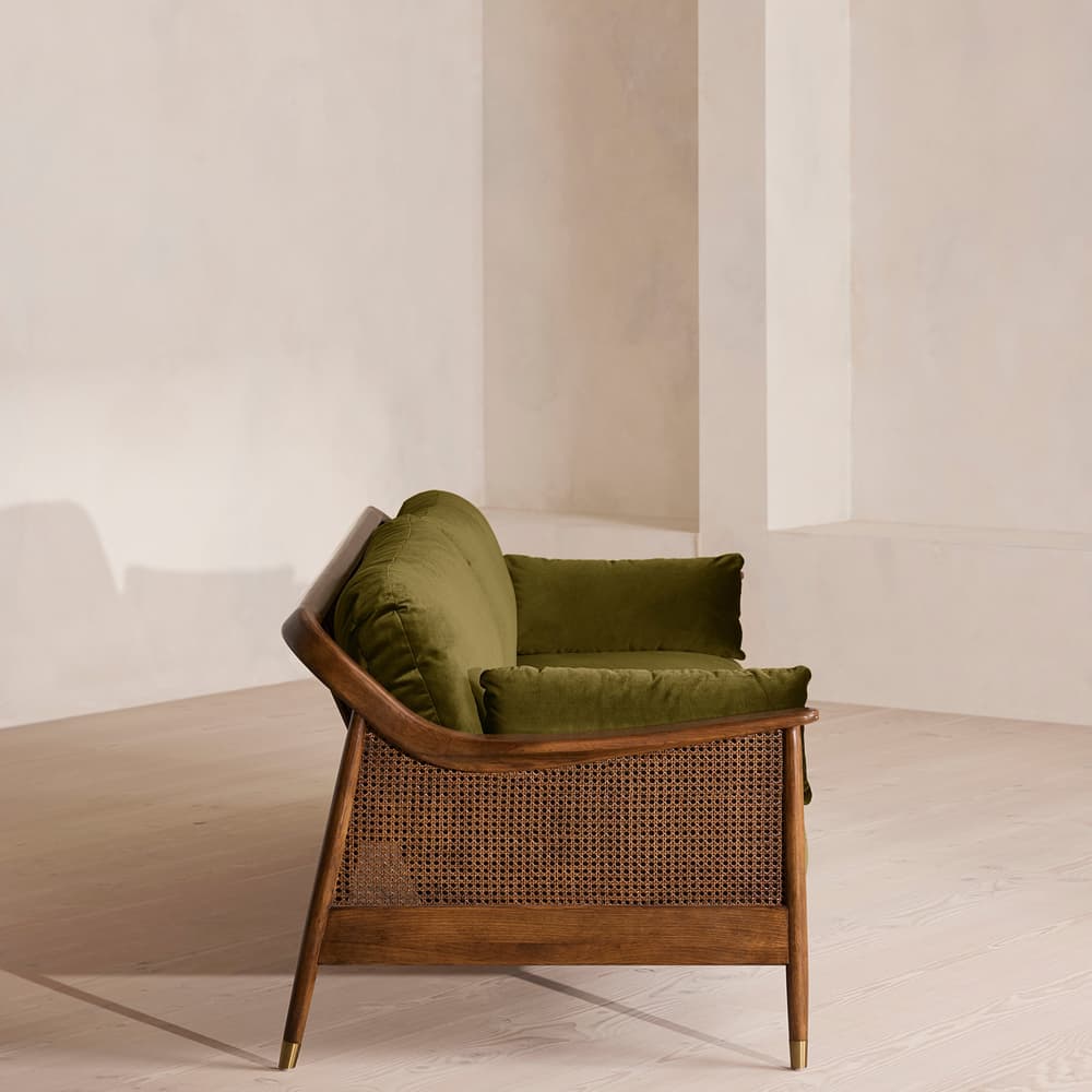 Atlanta Four Seater Sofa - Velvet - Olive - US - Images - Image 3