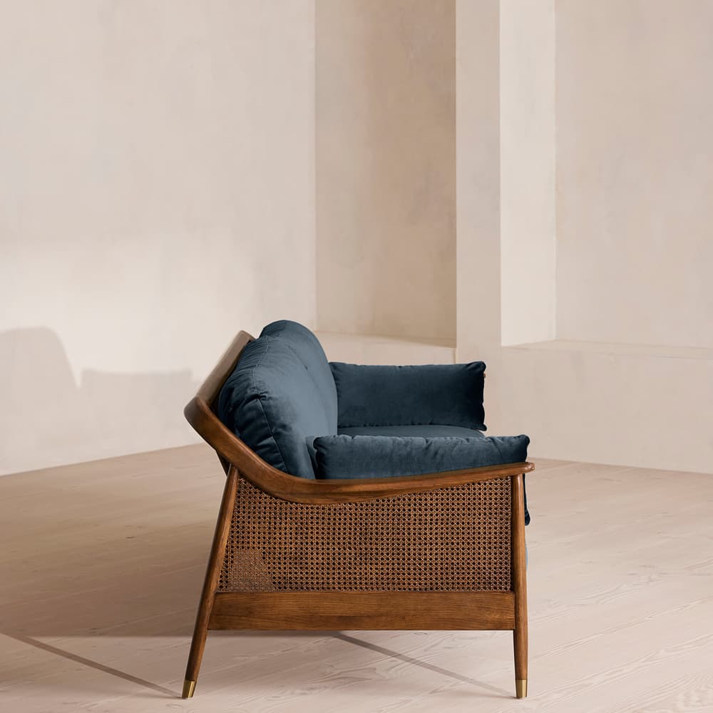 Atlanta Four Seater Sofa - Velvet - Grey Blue - US - Images - Image 3