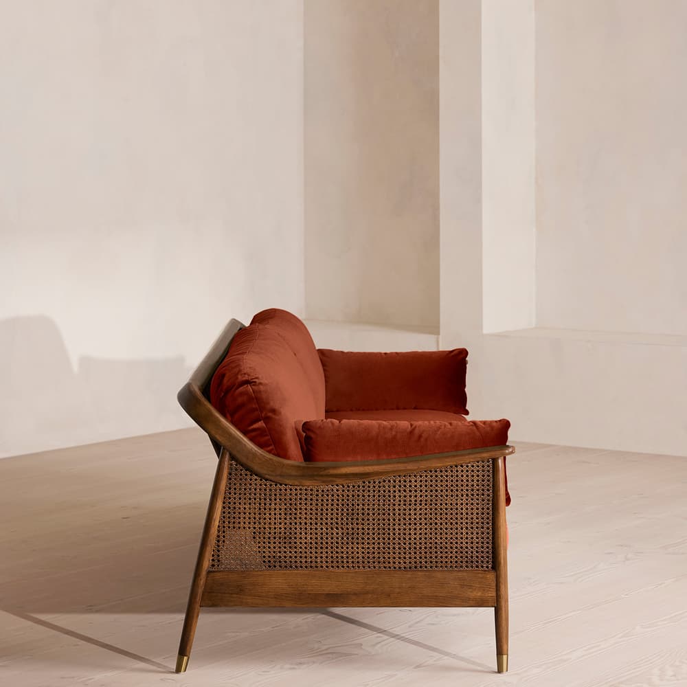 Atlanta Four Seater Sofa - Velvet - Rust - US - Images - Image 3