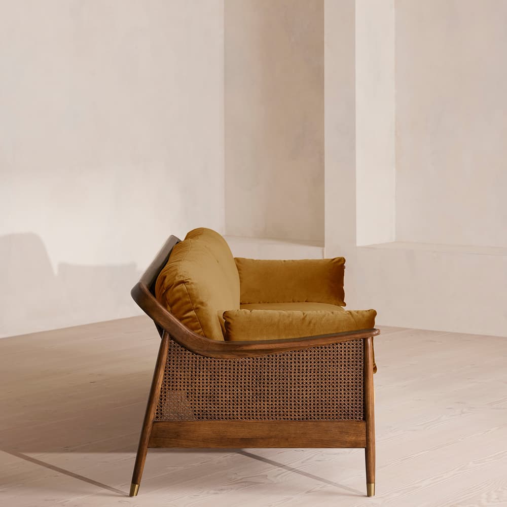 Atlanta Four Seater Sofa - Velvet - Mustard - US - Images - Image 3