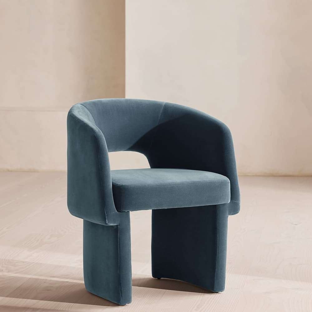 Morrell Dining Chair - Velvet - Grey Blue - Listing - Image 3
