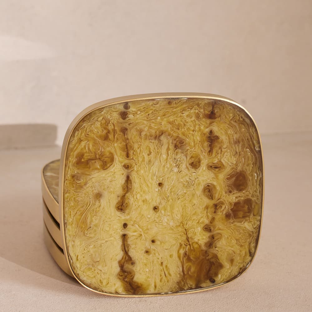 Bodiam Resin & Brass Coasters - Set of Four - Images - Image 3