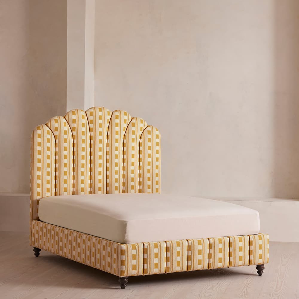 Manette Bed - Double - Woven Dotted Stripe - Ochre - Listing - Image 3