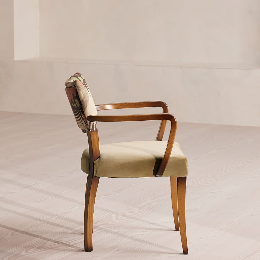 Molina Dining Armchair - Ikat Linen and Velvet - Lichen - Images - Image 3