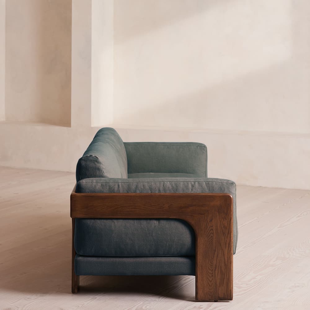 Marcia Three Seater Sofa - Linen - Prussian Blue - Images - Image 3