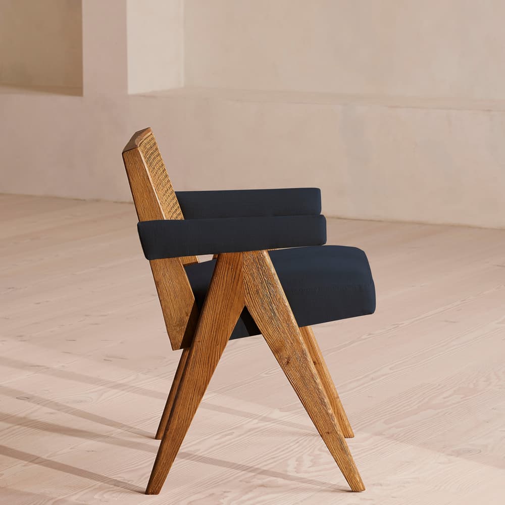 Hayward Dining Chair With Arms - Indigo Linen - Images - Image 3
