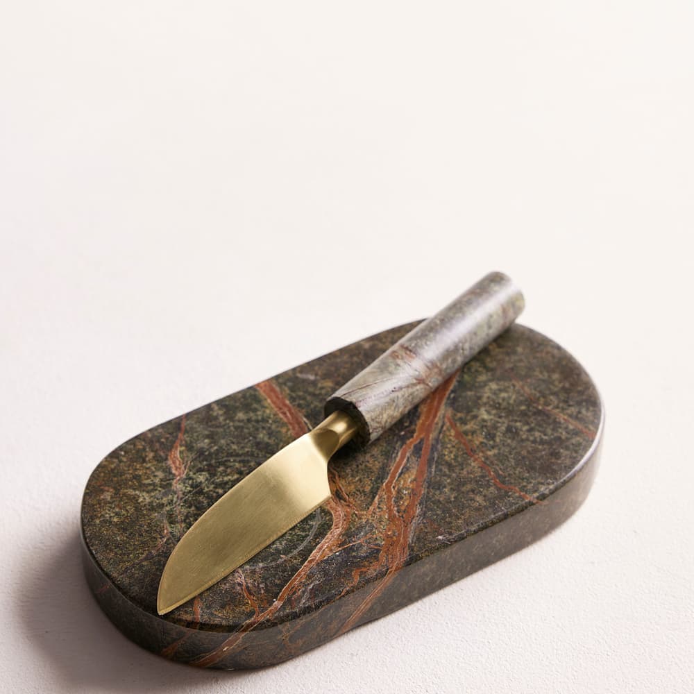 Jermyn Chopping Board with Knife - Forest Green Marble - Listing - Image 3