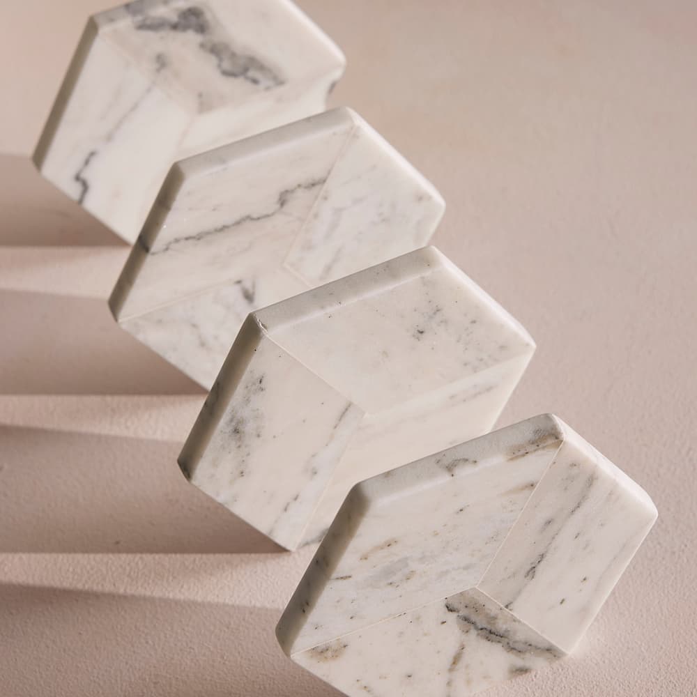 Clyde Marble Coasters - White - Set of Four - Images - Image 3