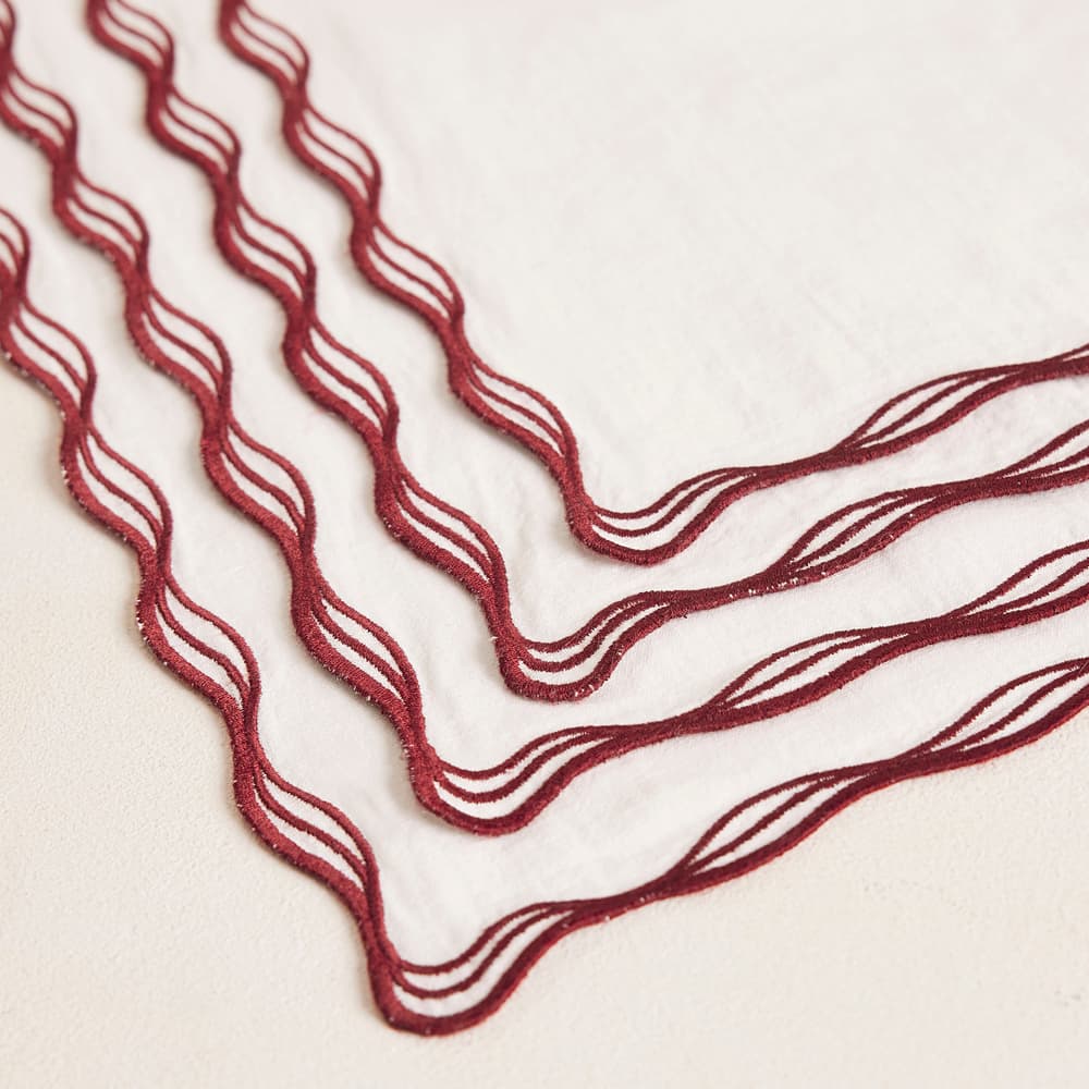 Albert Embroidered Napkin - Set of Four - Images - Image 3