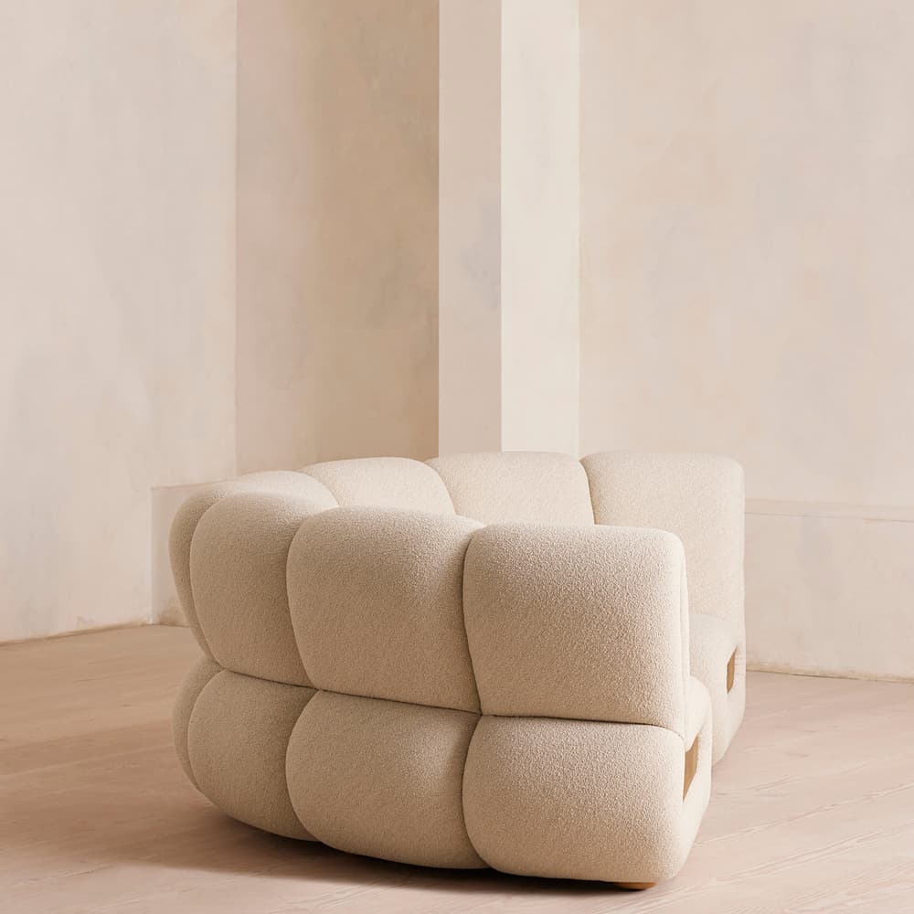 Noelle Modular Curved Sofa - Four Seater - Boucle Natural - Images - Image 3