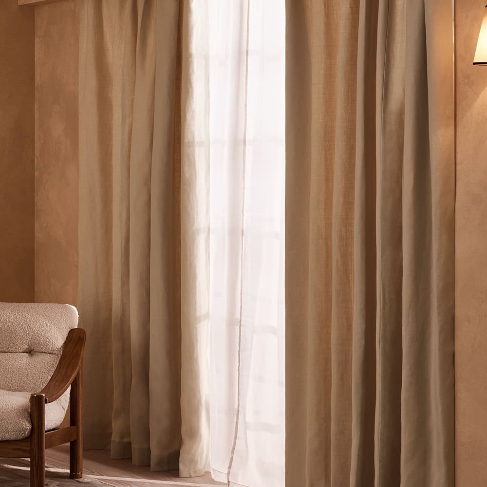 Vinnie Linen Curtains - Bisque - Width 193cm Length 228cm - Images - Image 3