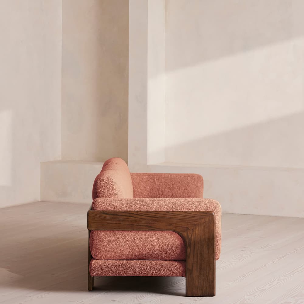 Marcia Three Seater Sofa - Textured Wool Boucle - Coral - US - Images - Image 3