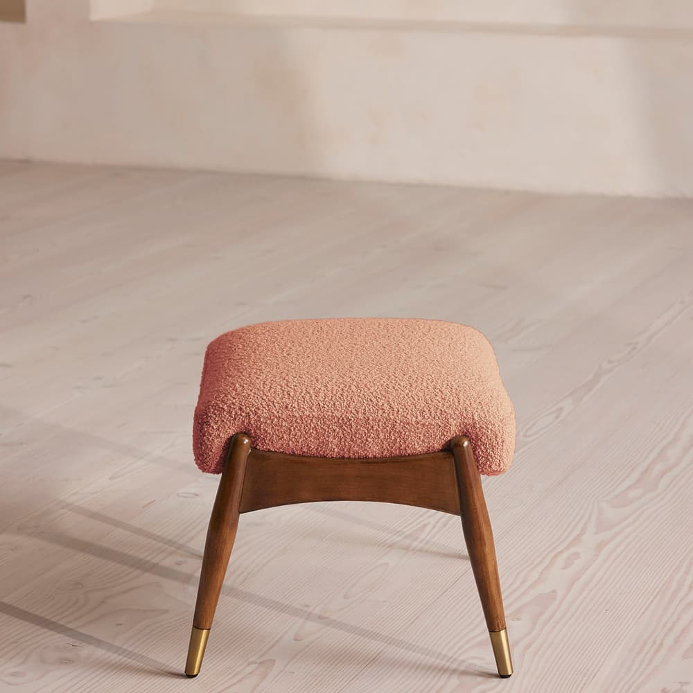 Theodore Footstool - Textured Wool Boucle - Coral - US - Images - Image 3