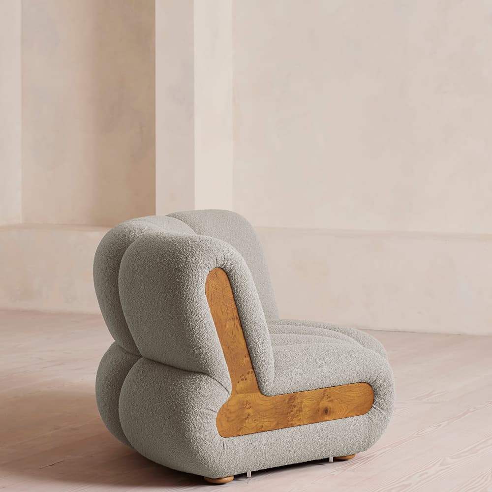 Noelle Sectional Curved Armchair - Textured Wool Boucle - Pistachio - US - Images - Image 3