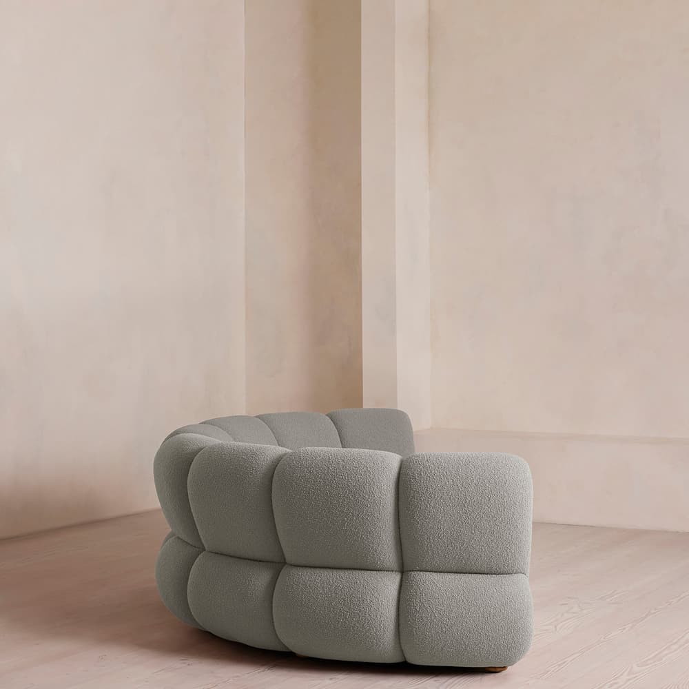 Noelle Sectional Curved Sofa - Four Seater - Textured Wool Boucle - Pistachio - US - Images - Image 3