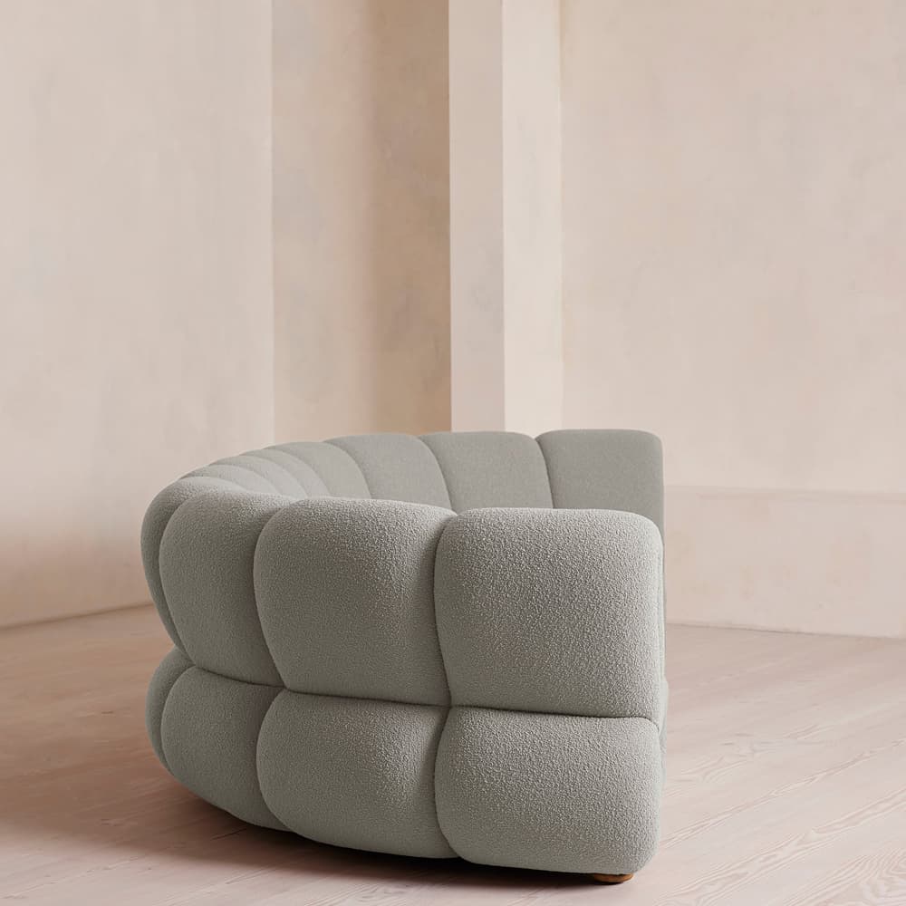 Noelle Sectional Curved Sofa - Six Seater - Textured Wool Boucle - Pistachio - US - Images - Image 3