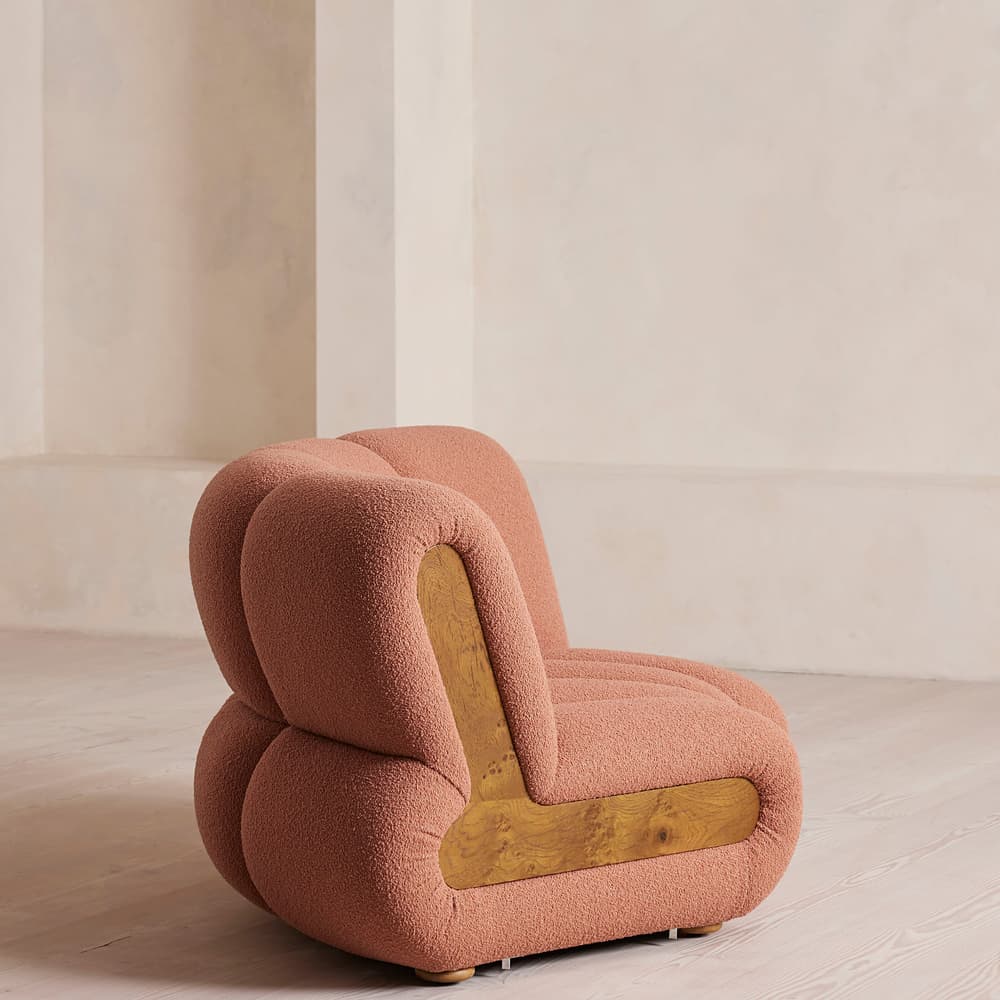 Noelle Modular Curved Armchair - Textured Wool Boucle - Coral -  - UK - Images - Image 3
