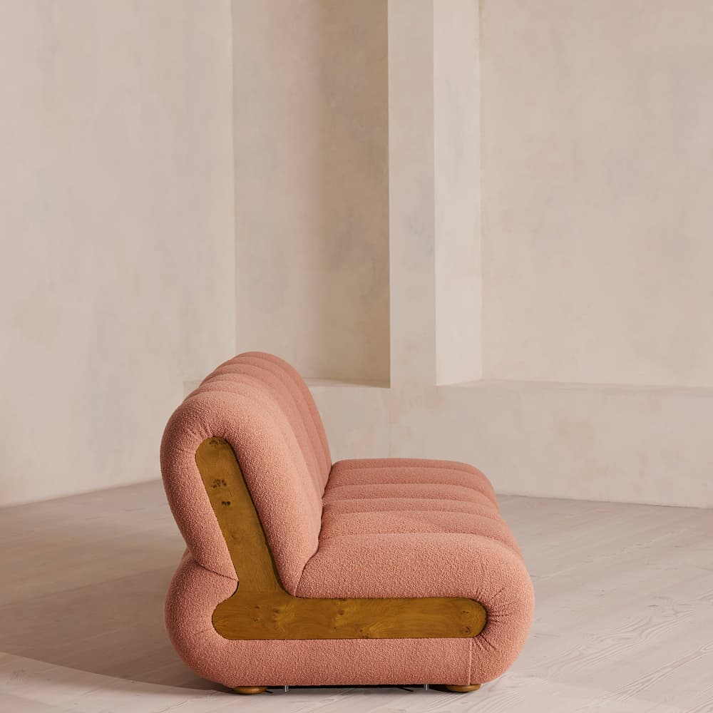 Noelle Sectional Sofa - Four Seater - Textured Wool Boucle - Coral - US - Images - Image 3