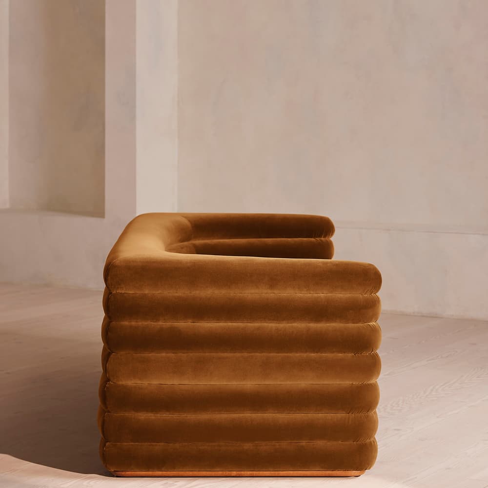 Laura Three Seater Sofa - Velvet - Mustard - Images - Image 3