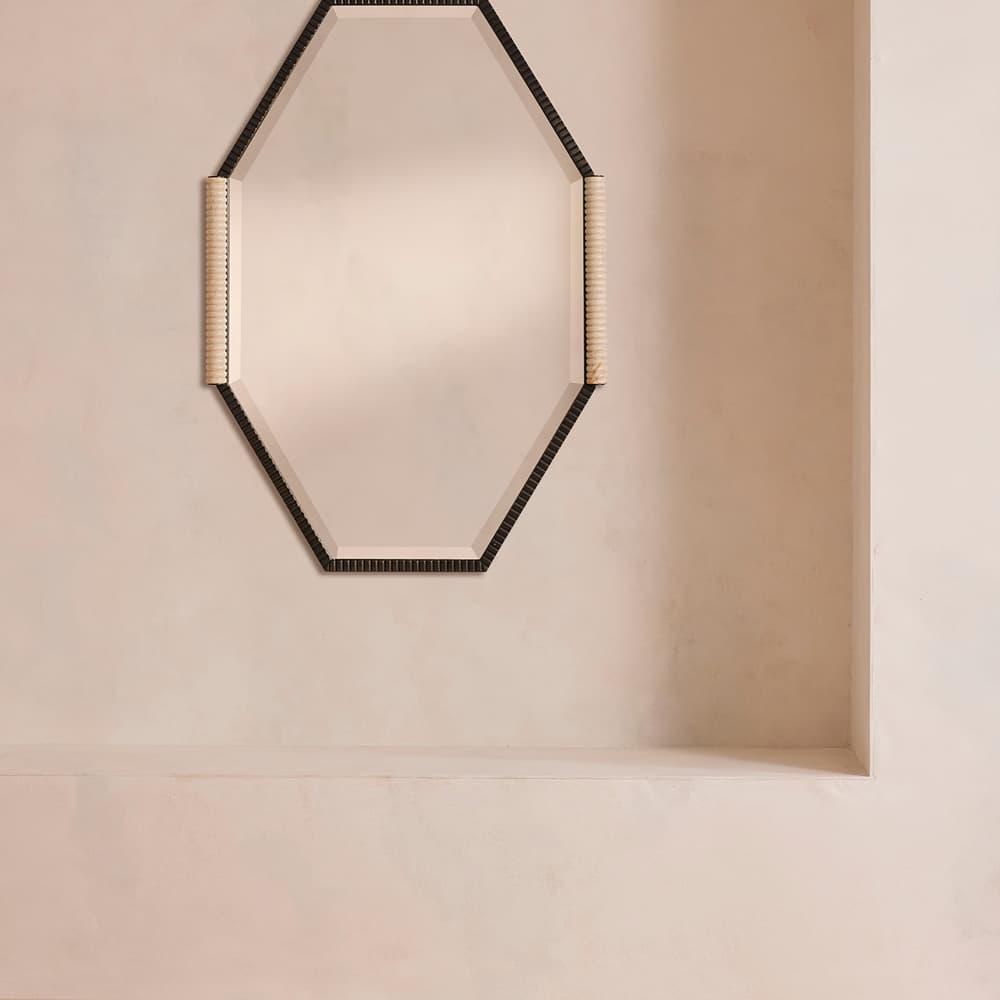 Welton Wall Mirror - Blackened Brass & Travertine - Listing - Image 3