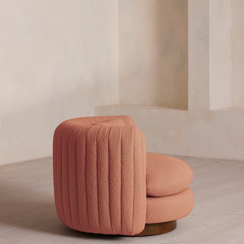 Vivienne Armchair - Textured Wool Boucle - Coral - Images - Image 3