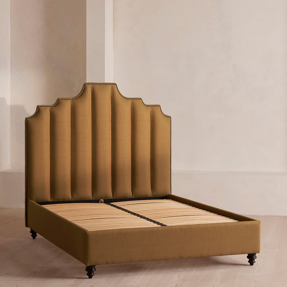 Gerrard Bed - Double - Linen - Ochre - Images - Image 3