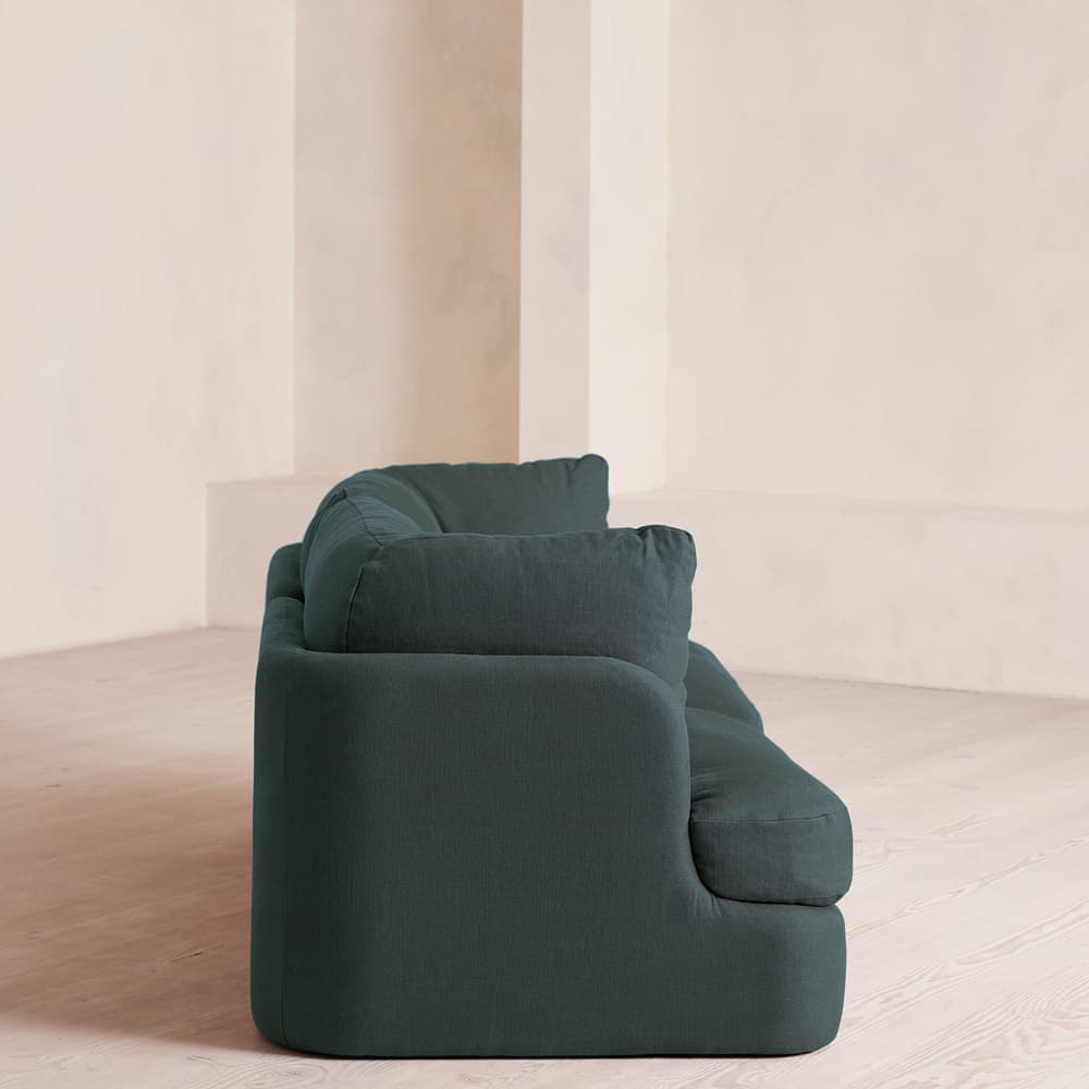 Odell Deeper Sit Sectional Sofa - Three Seater - Linen - Prussian Blue - US - Images - Image 3