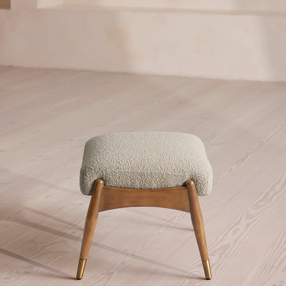 Theodore Oak Footstool - Textured Wool Boucle - Pistachio - US - Images - Image 3