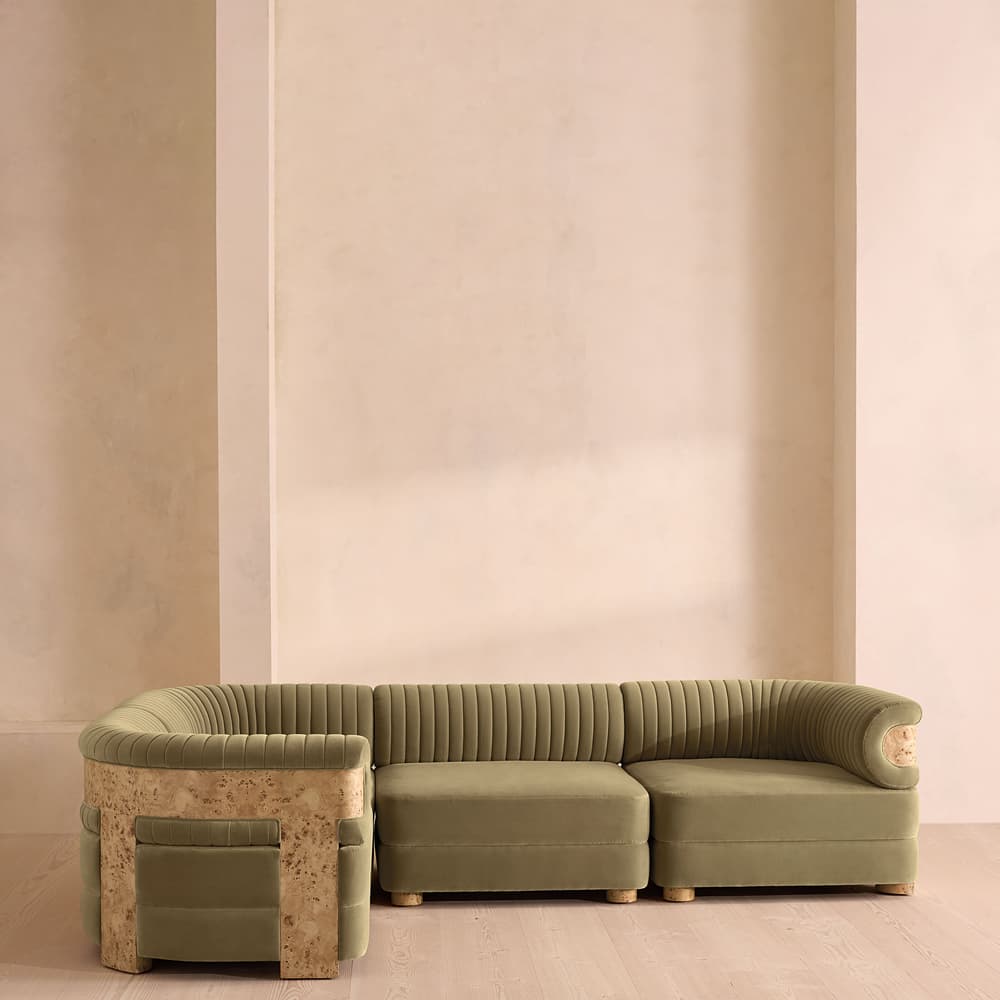 Caleb Modular Sofa - Blonde Burl - L-Shape Sofa - Blonde Burl - Velvet - Lichen - UK - Listing - Image 3