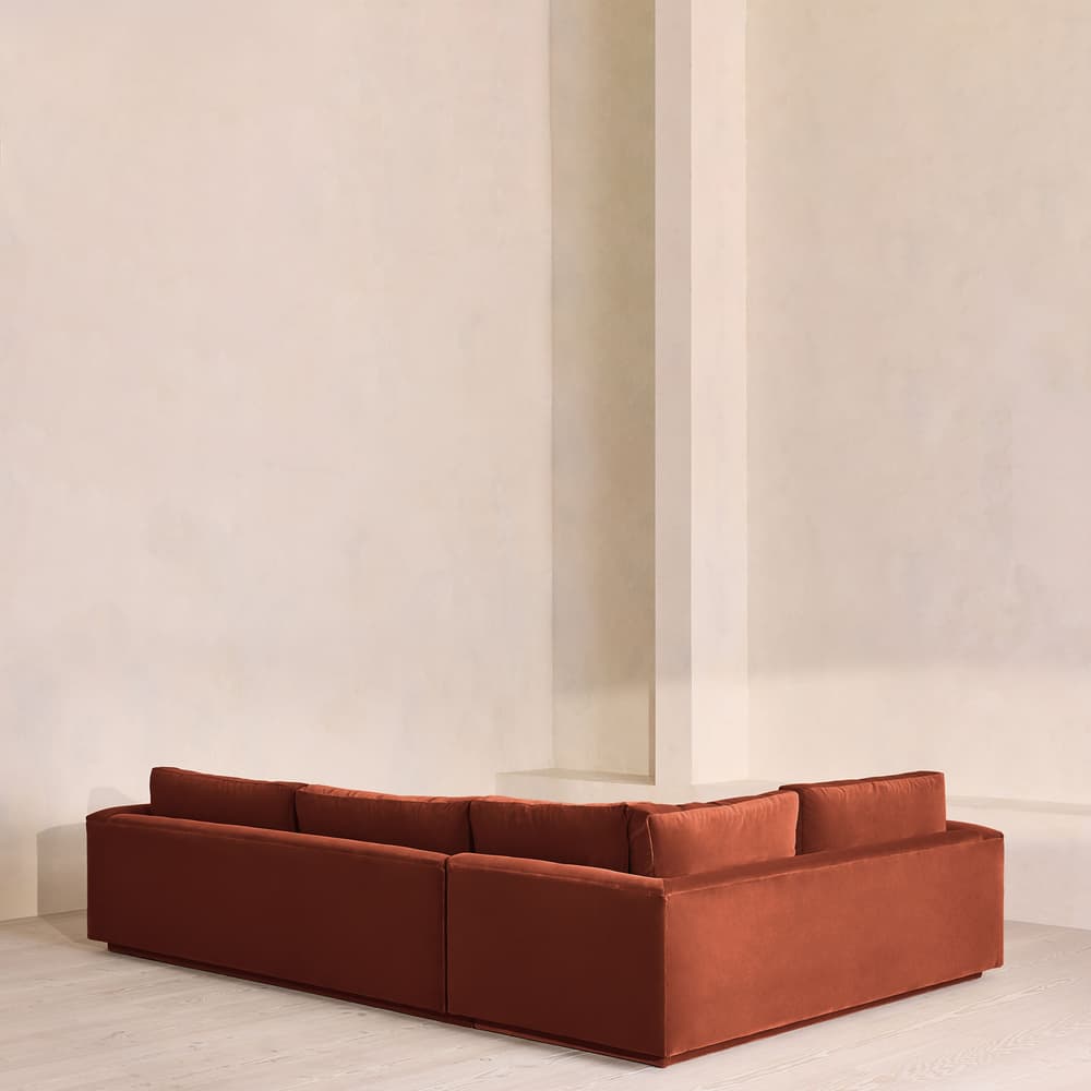 Mossley Left L-Shape Sofa - Velvet - Rust - UK - Images - Image 3