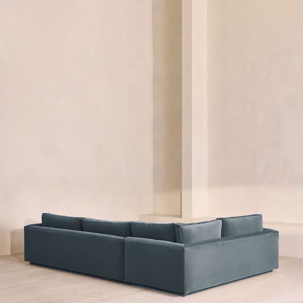 Mossley Left L-Shape Sofa - Velvet - Grey Blue - UK - Images - Image 3