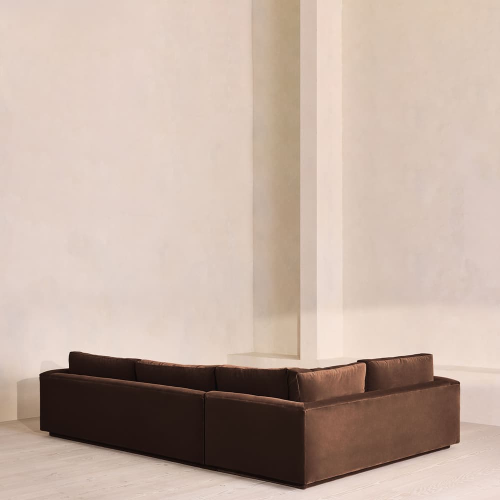 Mossley Left L-Shape Sofa - Velvet - Chocolate - Images - Image 3