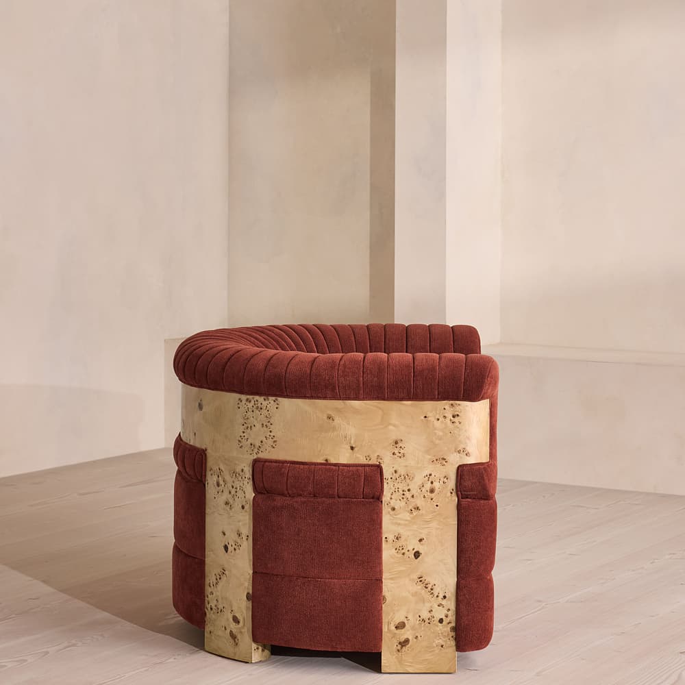 Caleb Armchair - Blonde Burl - Linen Chenille Rust - UK - Images - Image 3