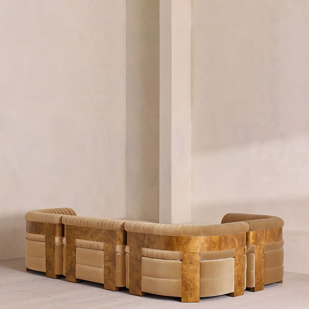 Caleb Modular L-Shape Sofa - Velvet - Camel - Dark Burl - UK - Images - Image 3