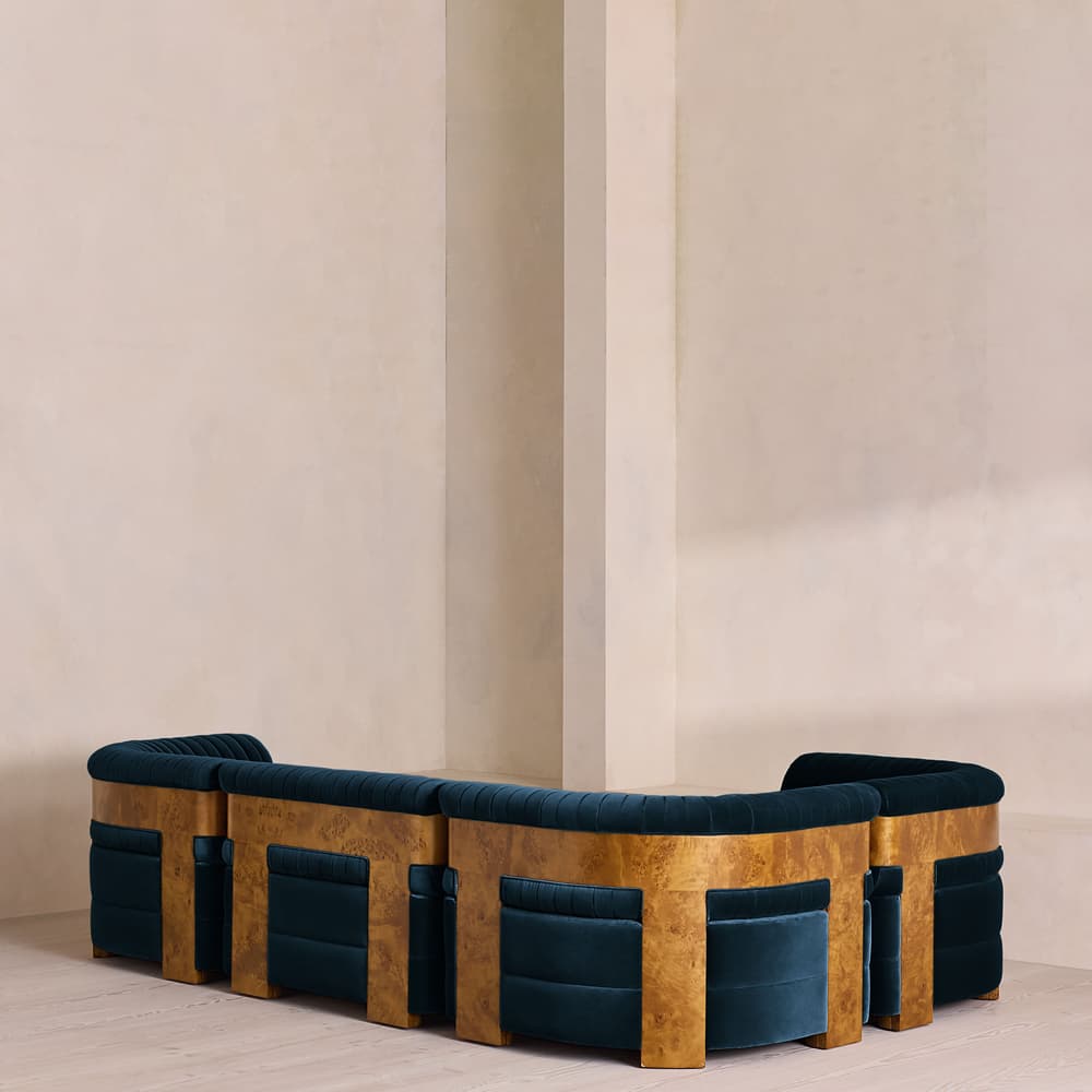 Caleb Modular L-Shape Sofa - Velvet - Royal Blue - Dark Burl - UK - Images - Image 3