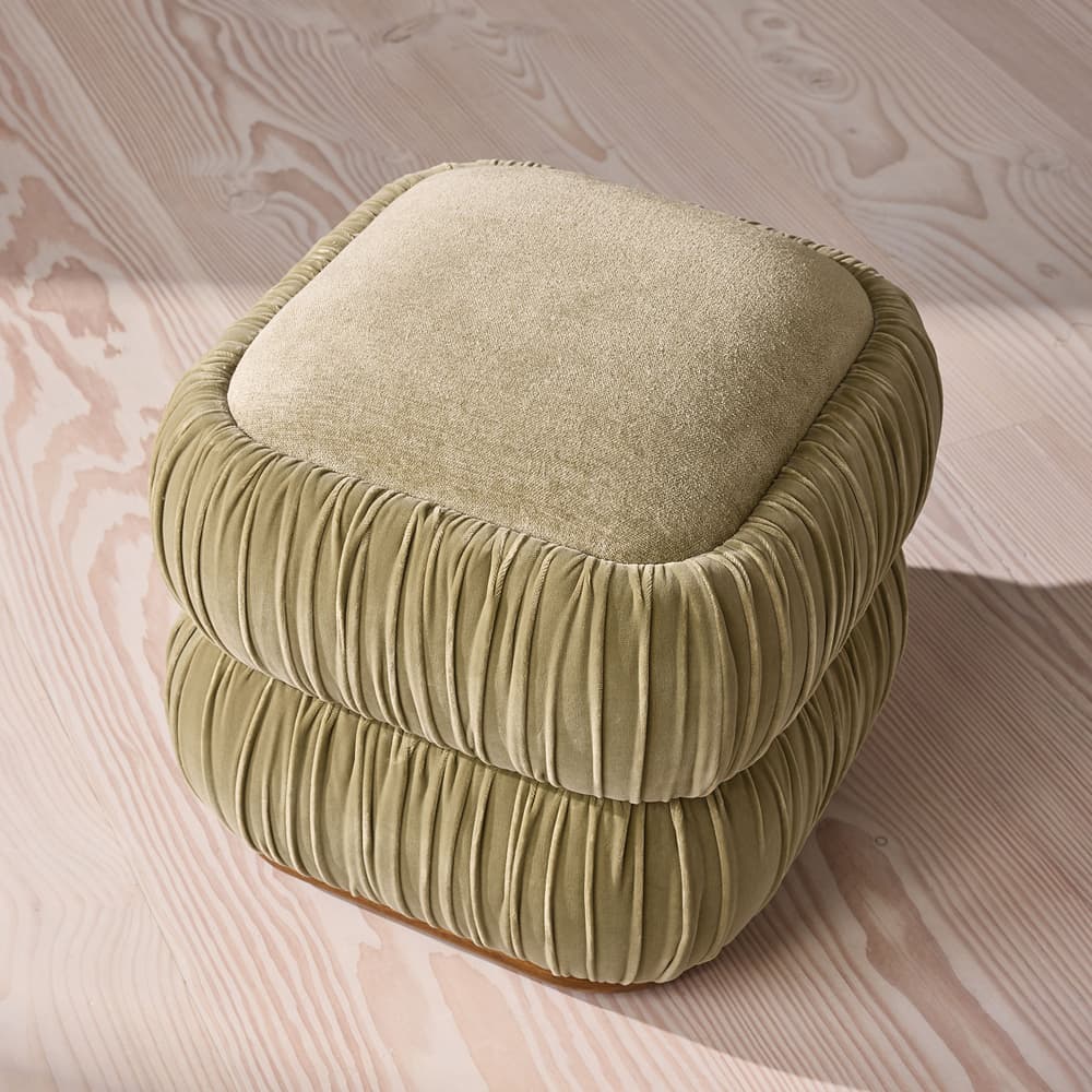 Tabitha Footstool - Velvet & Linen Chenille - Lichen - UK - Images - Image 3