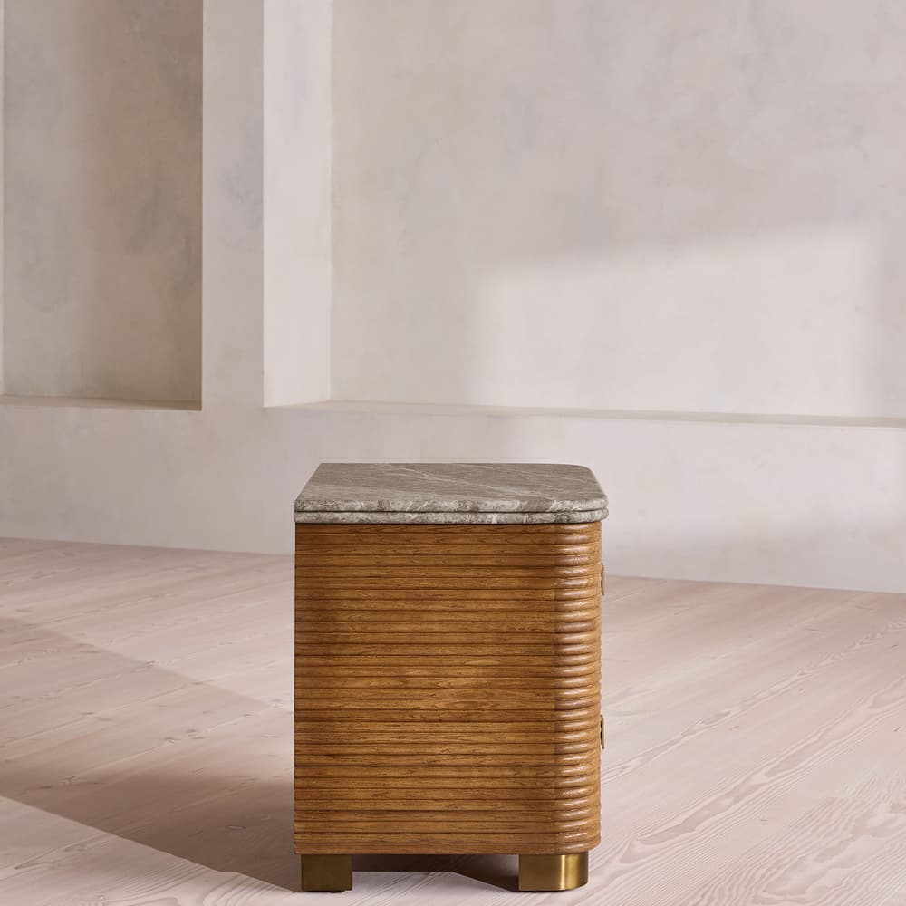 Kingsley Bedside Table - Large - Grey Emperador Marble - Images - Image 3