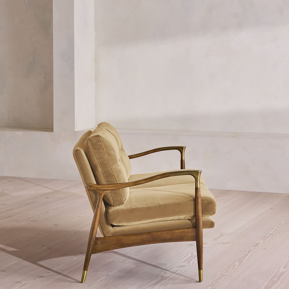 Theodore Two Seater Sofa - Velvet - Camel - US - Images - Image 3