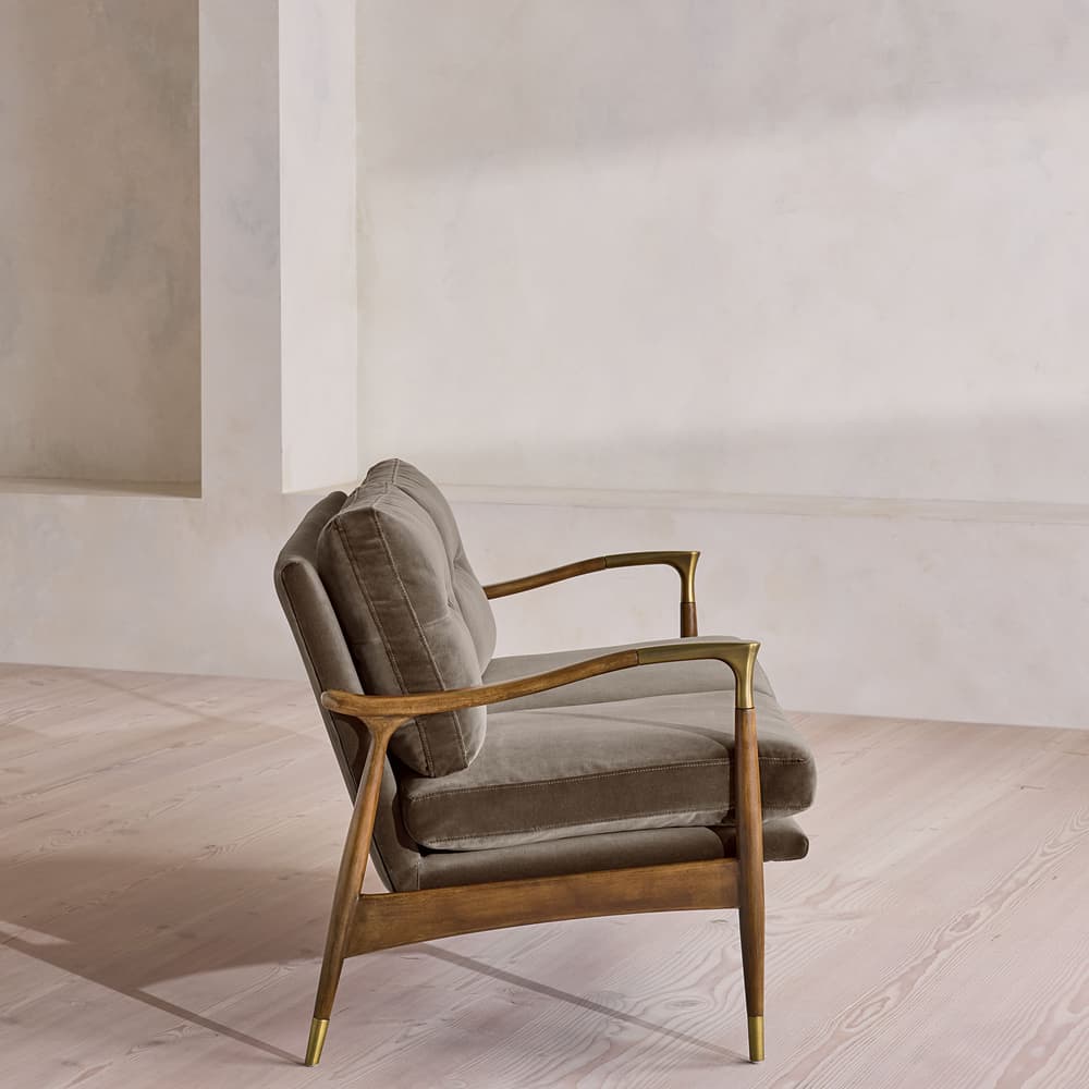 Theodore Two Seater Sofa - Velvet - Taupe - US - Images - Image 3