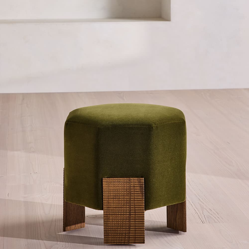 Alvin Footstool - Velvet - Olive - UK - Listing - Image 3