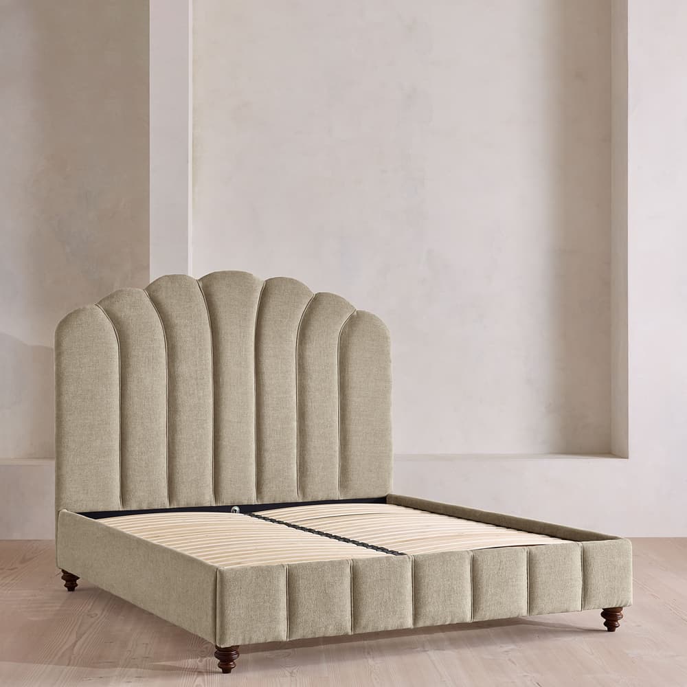 Manette Bed - King - Linen Chenille - Stone - UK - Images - Image 3