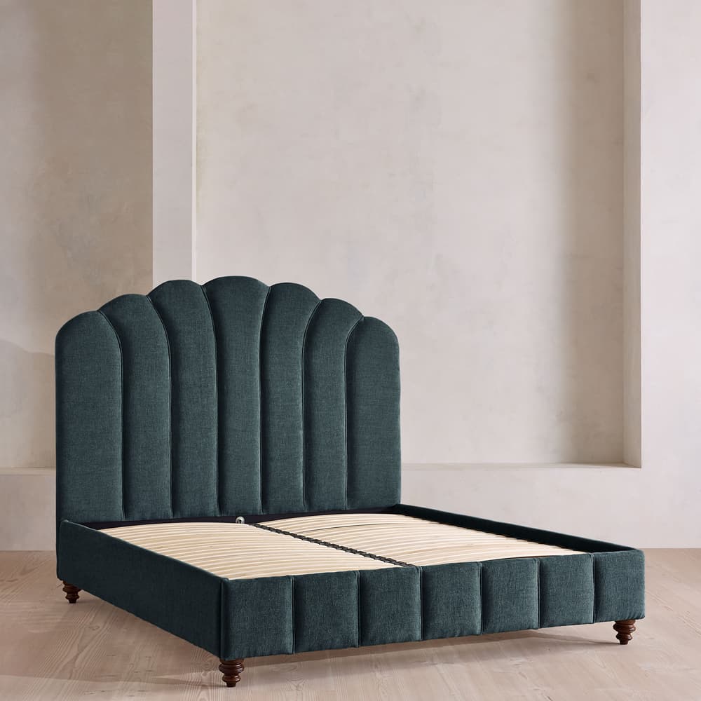 Manette Bed - King - Linen Chenille - Deep Teal - UK - Images - Image 3