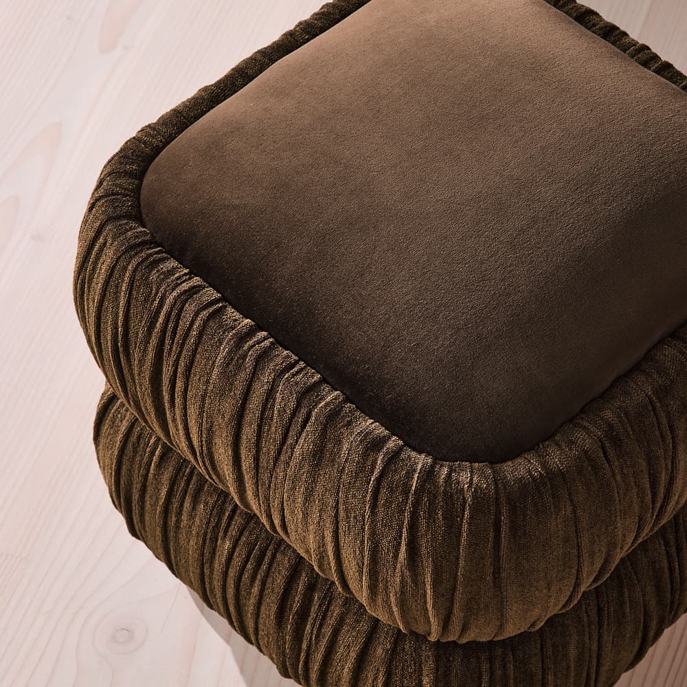 Tabitha Footstool - Linen Chenille & Velvet - Chocolate - UK - Images - Image 3